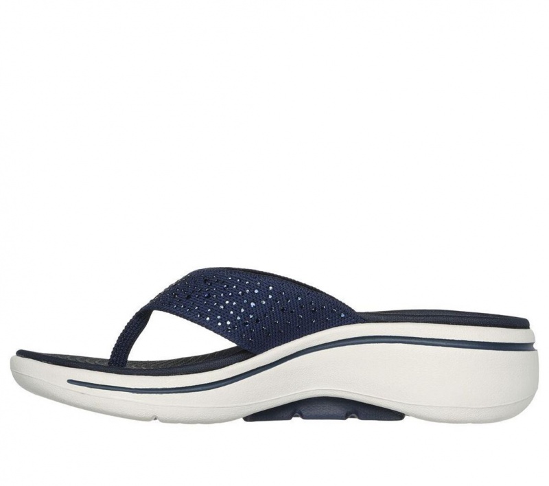 Navy Skechers Go Walk Arch Fit - Dazzle Women's Sandals | ZJND-31968