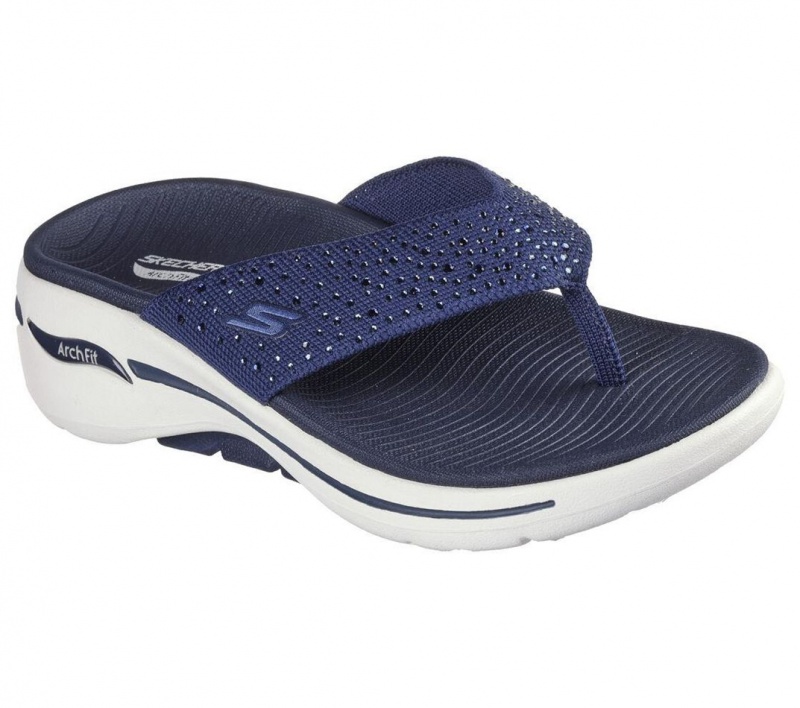 Navy Skechers Go Walk Arch Fit - Dazzle Women's Sandals | ZJND-31968