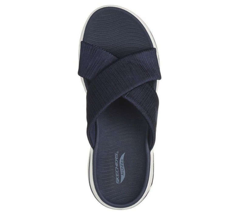 Navy Skechers Go Walk Arch Fit - Glaring Women's Sandals | TRNK-57389