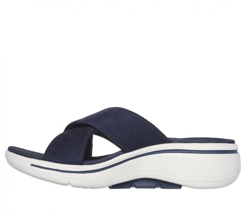 Navy Skechers Go Walk Arch Fit - Glaring Women's Sandals | TRNK-57389