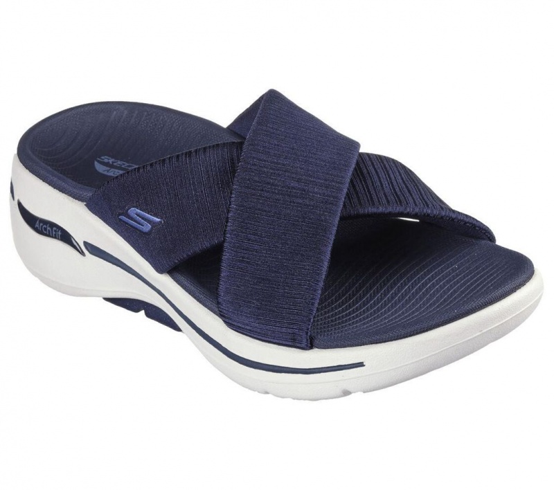 Navy Skechers Go Walk Arch Fit - Glaring Women's Sandals | TRNK-57389