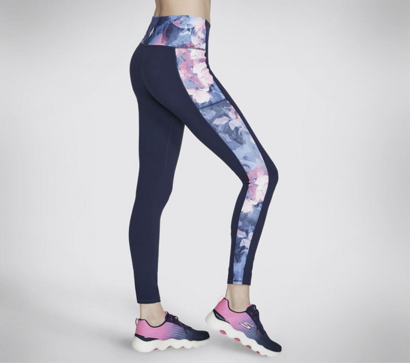 Navy Skechers Go Walk Hw Fl Summer Rose Legging Women's Pants | LSZJ-54298