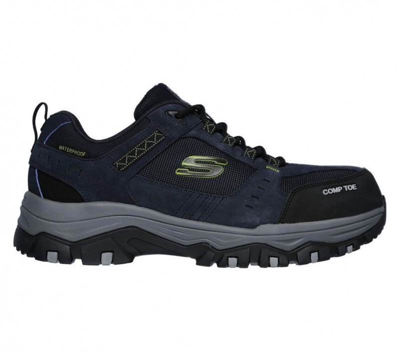 Navy Skechers Greetah Comp Toe Men's Work Shoes | VYOG-73869