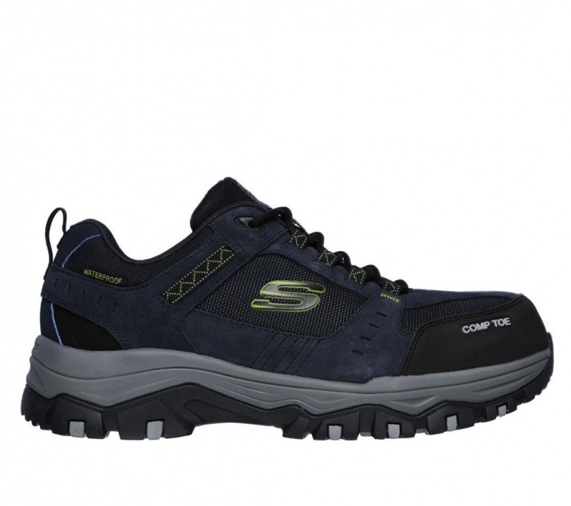 Navy Skechers Greetah Comp Toe Men\'s Work Shoes | VYOG-73869