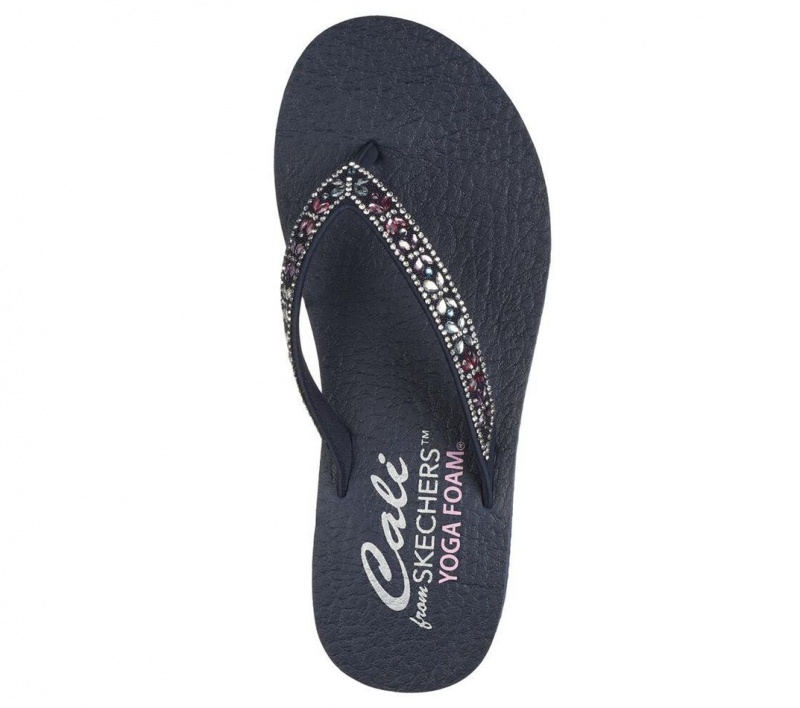 Navy Skechers Meditation - Butterfly Garden Women's Sandals | GULC-53920