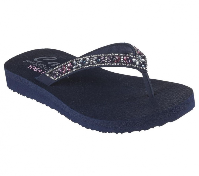 Navy Skechers Meditation - Butterfly Garden Women's Sandals | GULC-53920