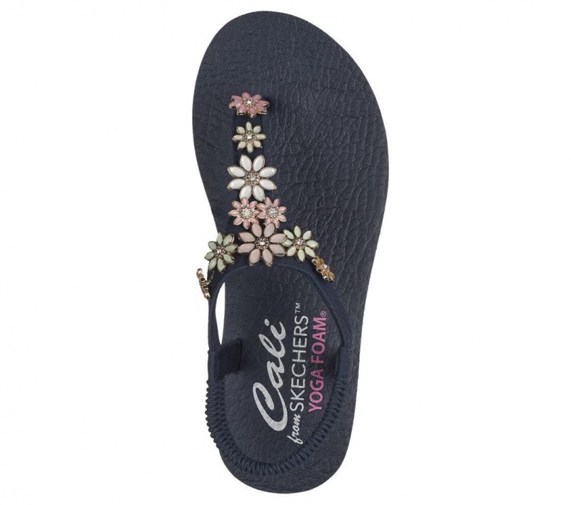 Navy Skechers Meditation - Happy Daisies Women's Sandals | ATZL-46852