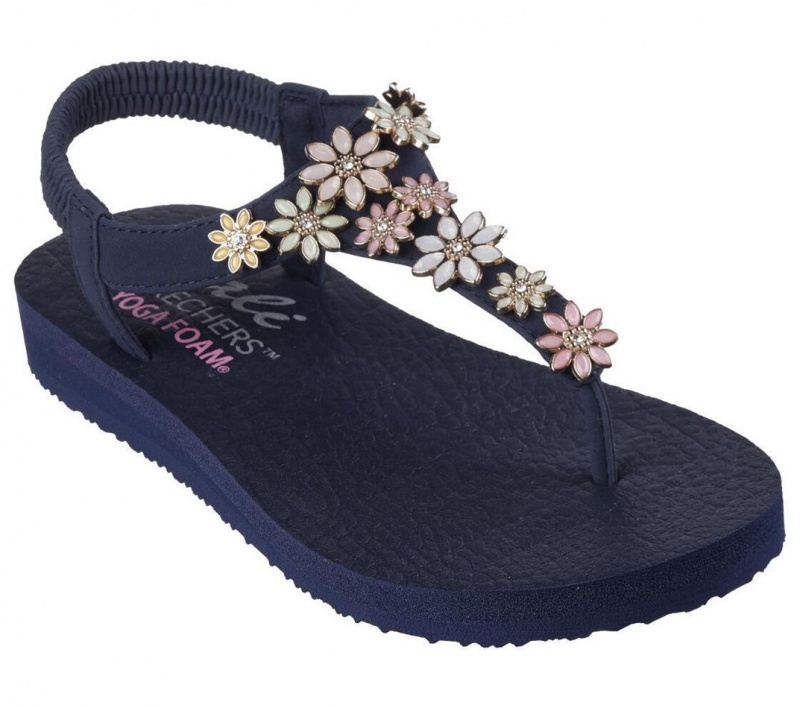 Navy Skechers Meditation - Happy Daisies Women's Sandals | ATZL-46852