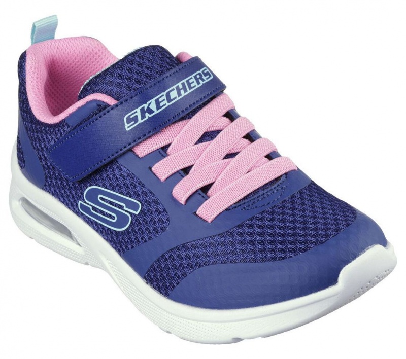 Navy Skechers Microspec Max - Racer Gal Girls' Sneakers | THCF-52640