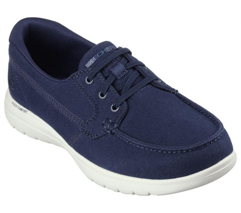 Navy Skechers On The Go Flex - Catalina Women's Boat Shoes | HXOE-37248