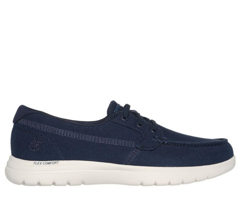 Navy Skechers On The Go Flex - Catalina Women\'s Boat Shoes | HXOE-37248