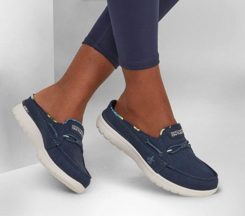 Navy Skechers On The Go Flex - Saltwater Women's Boat Shoes | FYAH-64275