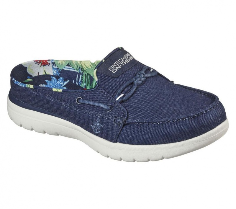 Navy Skechers On The Go Flex - Saltwater Women's Boat Shoes | FYAH-64275