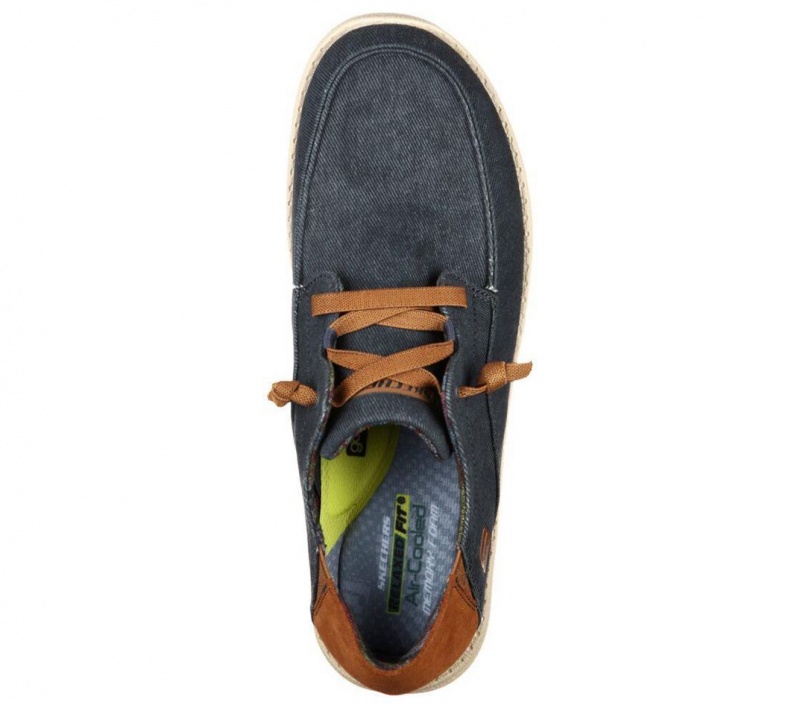 Navy Skechers Relaxed Fit: Melson - Planon Men's Boat Shoes | BYXM-23761