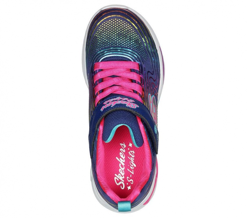 Navy Skechers S Lights: Wavy Beams Girls' Sneakers | SLVB-37561