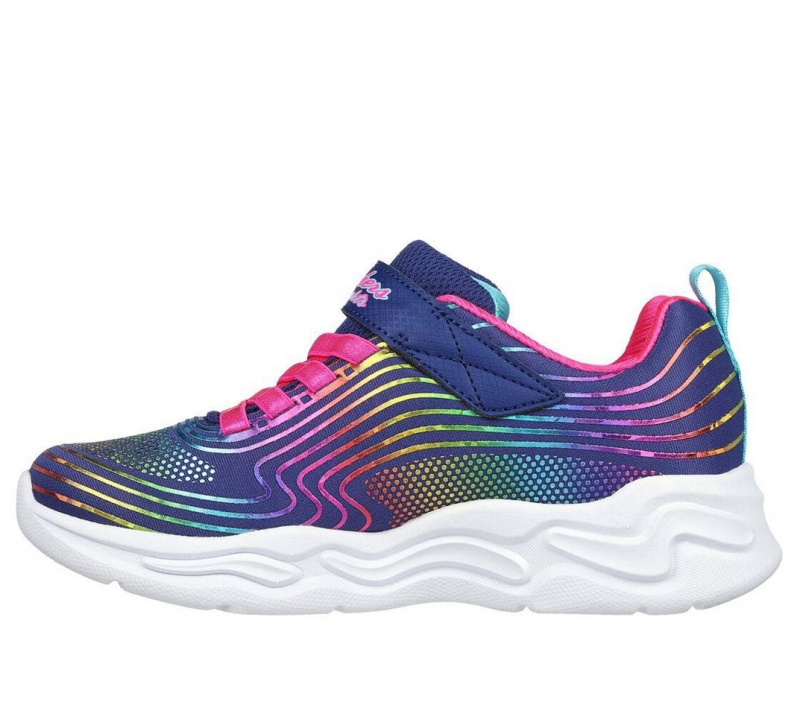 Navy Skechers S Lights: Wavy Beams Girls' Sneakers | SLVB-37561