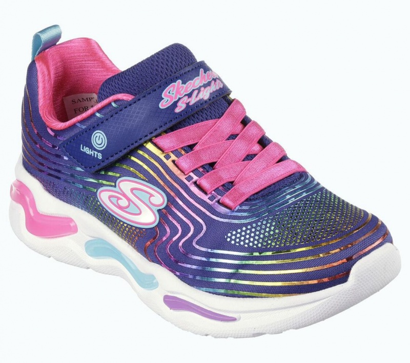 Navy Skechers S Lights: Wavy Beams Girls' Sneakers | SLVB-37561