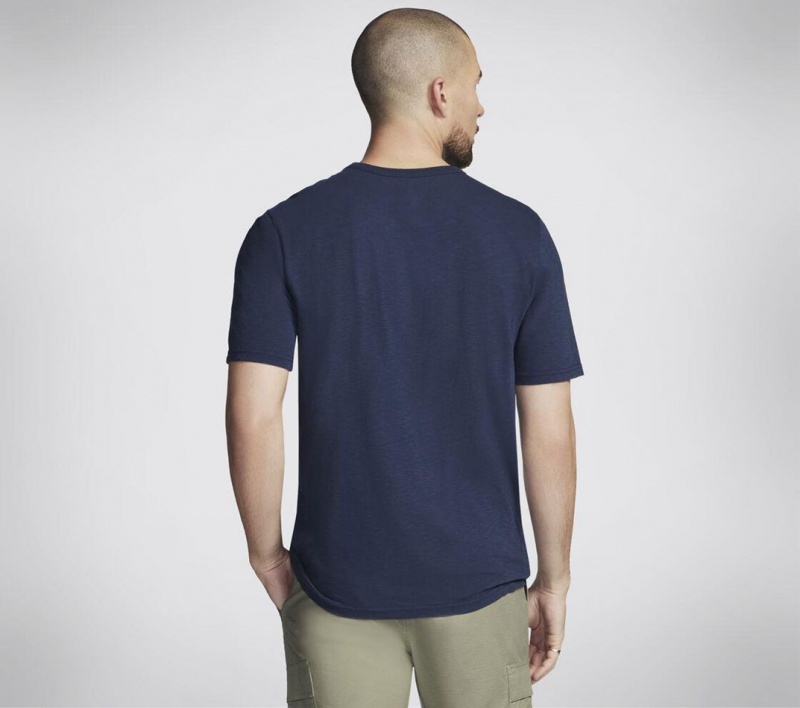 Navy Skechers Skech-breeze Slub Pocket Men's T-Shirt | ESPA-37859