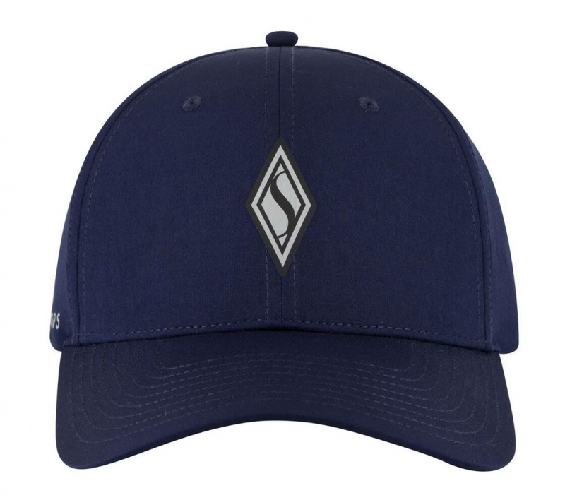 Navy Skechers Skechweave Diamond Snapback Men's Hats | NAWY-09467