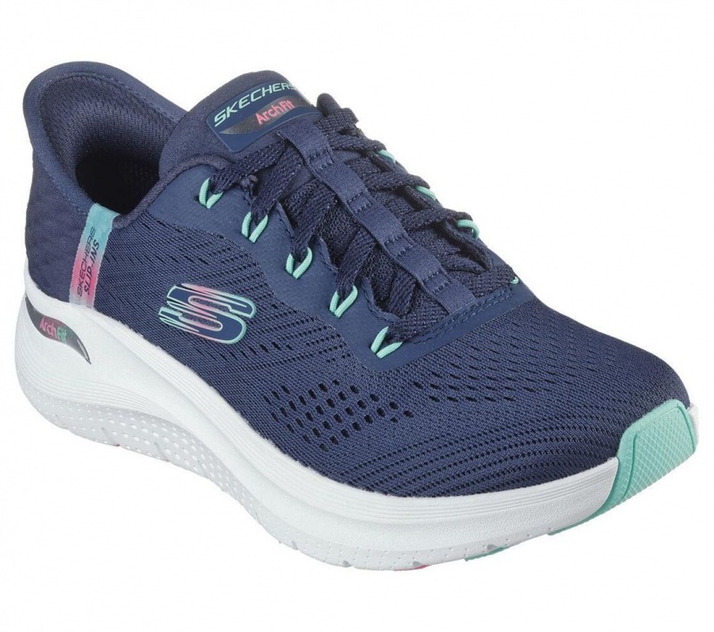 Navy Skechers Slip-ins: Arch Fit 2.0 - Easy Chic Women's Sneakers | GYRN-56729