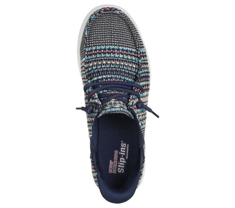 Navy Skechers Slip-ins: Bobs Skip Cute - August Air Women's Boat Shoes | CQWU-26390