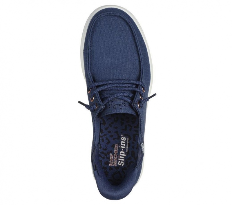 Navy Skechers Slip-ins: Bobs Skip Cute - Spot Twist Women's Boat Shoes | ZIDB-02493