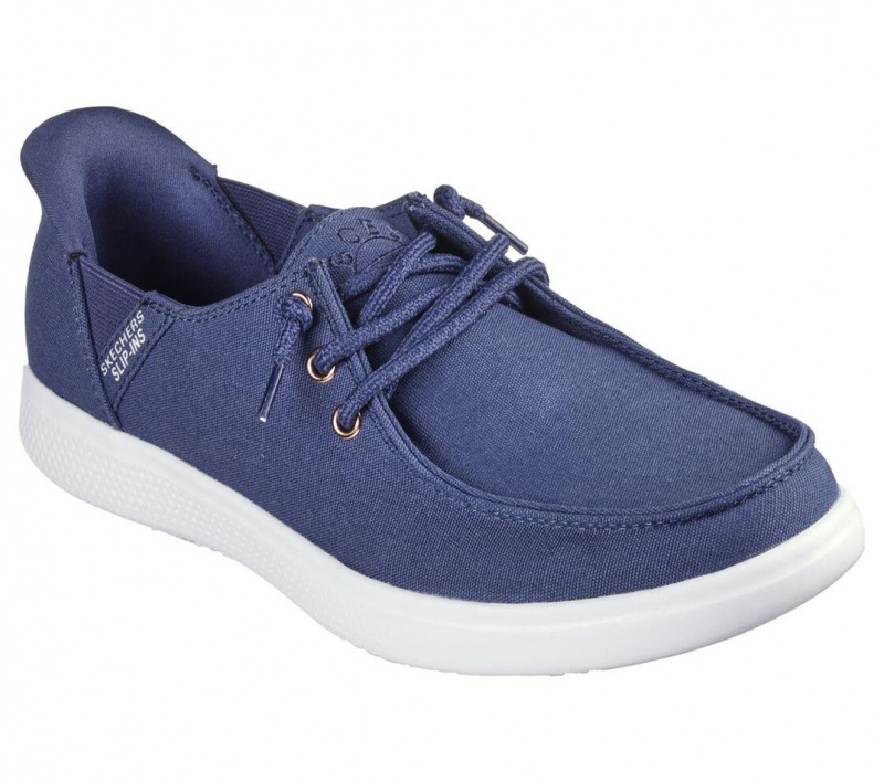 Navy Skechers Slip-ins: Bobs Skip Cute - Spot Twist Women's Boat Shoes | ZIDB-02493