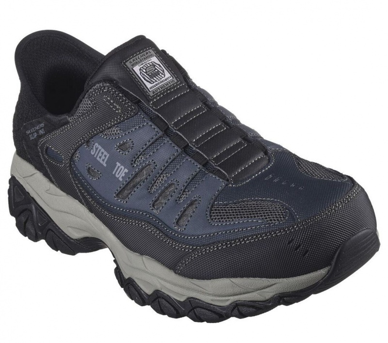 Navy Skechers Slip-ins Cankton - Faison Men's Work Shoes | WRSP-85613