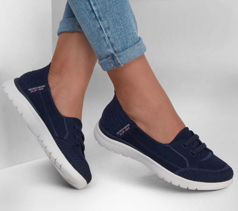 Navy Skechers Slip-ins: On The Go Flex - Top Notch Women's Flats | JMHE-34250