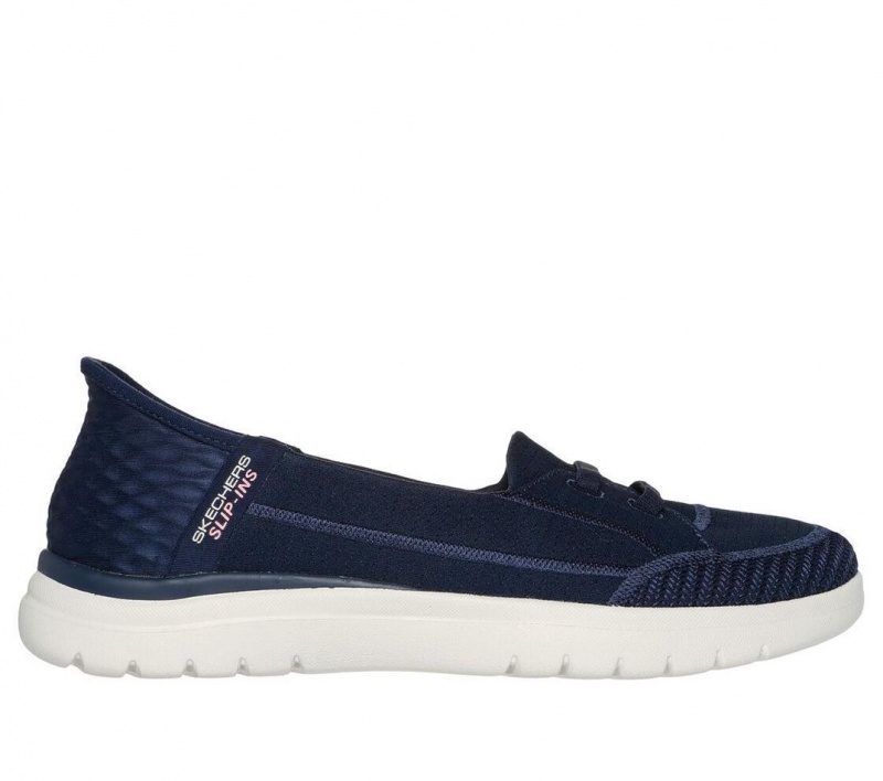 Navy Skechers Slip-ins: On The Go Flex - Top Notch Women\'s Flats | JMHE-34250