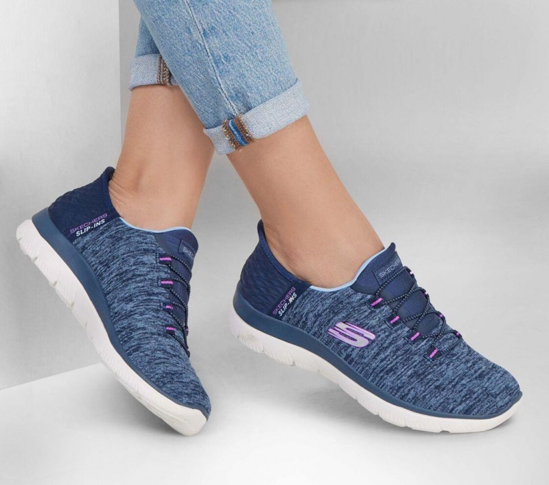 Navy Skechers Slip-ins: Summits - Dazzling Haze Women's Sneakers | PDIU-92734