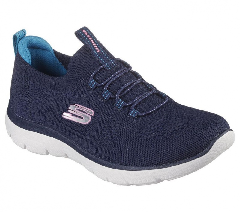 Navy Skechers Summits - Top Player Women's Sneakers | VTZH-74193