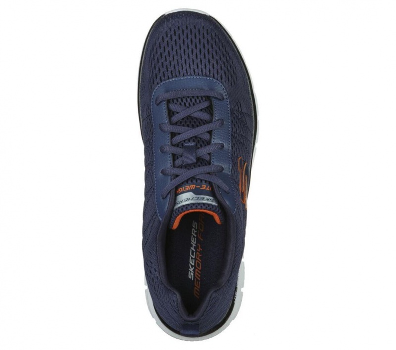 Navy Skechers Track - Moulton Men's Sneakers | HPTK-09234