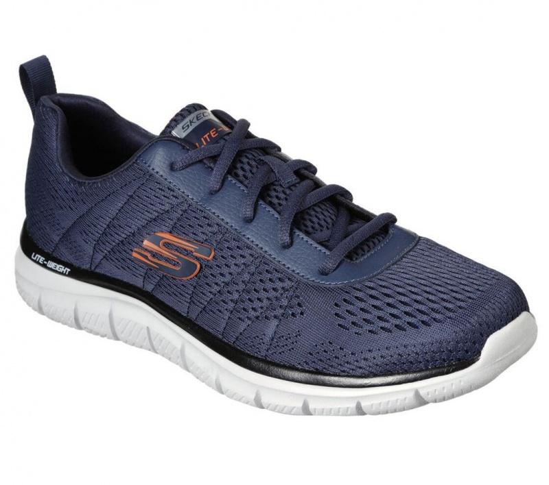 Navy Skechers Track - Moulton Men's Sneakers | HPTK-09234