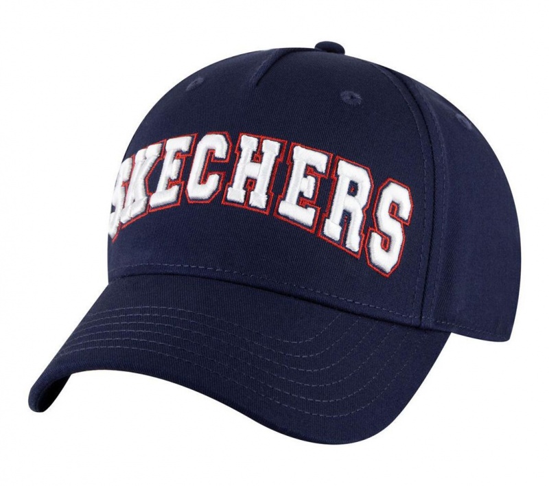 Navy Skechers University Baseball Men\'s Hats | KIYR-10426