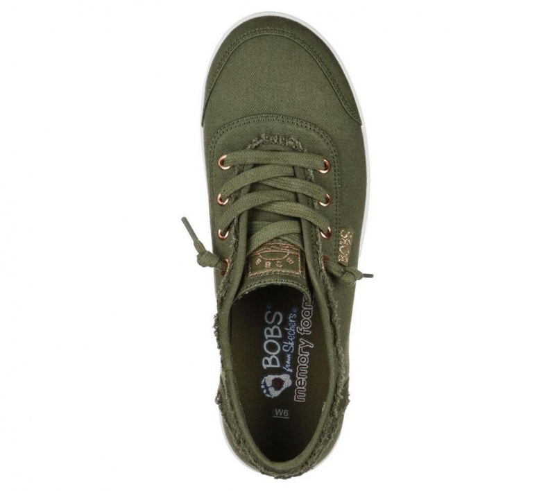 Olive Skechers Bobs B Cute Women's Slip On | JGWL-90518