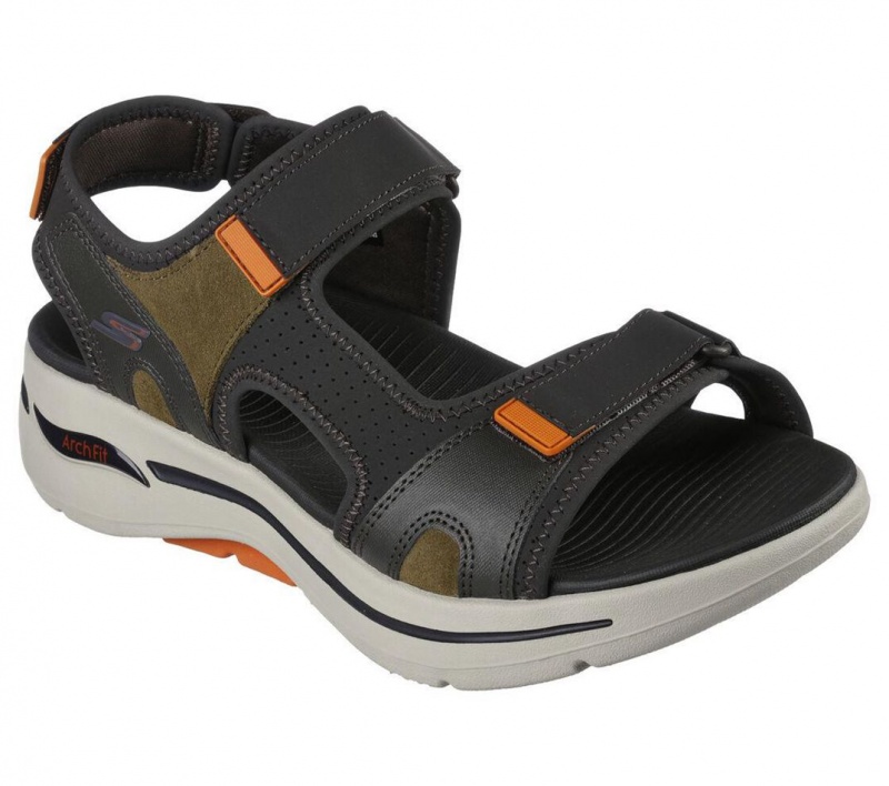 Olive Skechers Gowalk Arch Fit - Mission Men's Sandals | MENR-49318