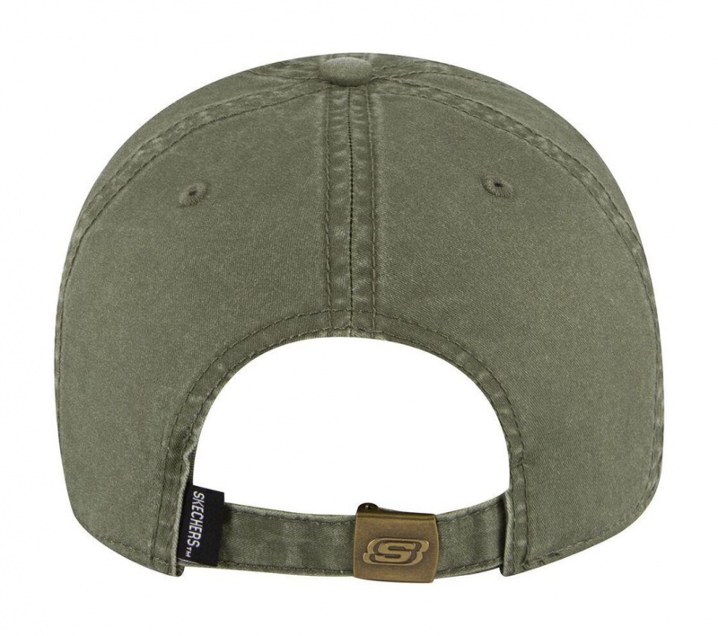 Olive Skechers Washed Dad Men's Hats | NBJU-89167