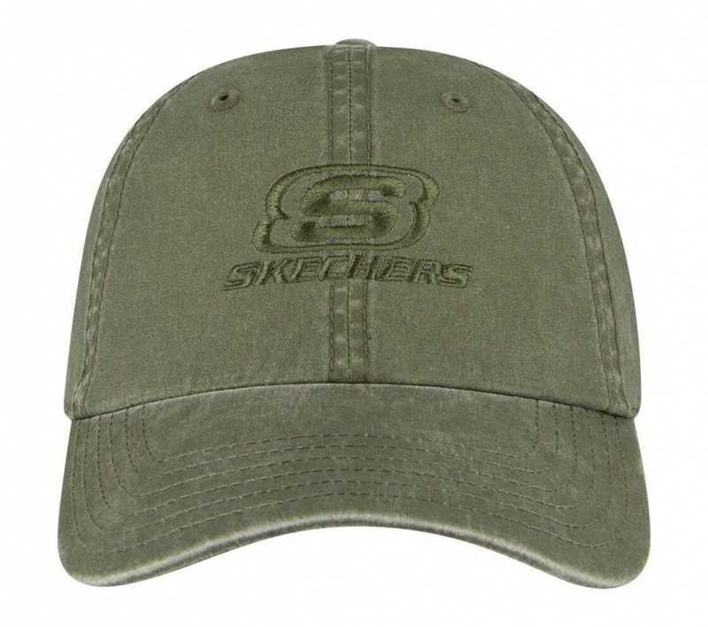 Olive Skechers Washed Dad Men's Hats | NBJU-89167