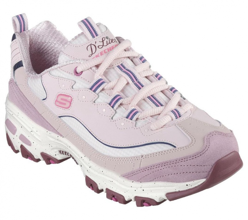 Pink Skechers D'lites - Bold Views Women's Sneakers | DYJV-46578