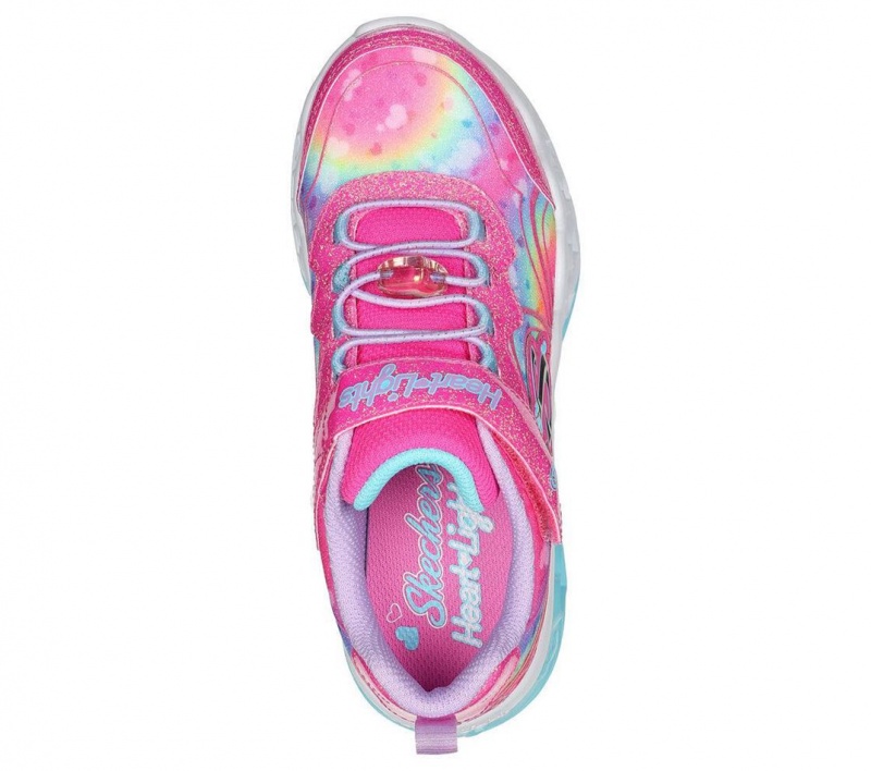 Pink Skechers Flutter Heart Lights - Groovy Swirl Girls' Sneakers | SAIT-69485