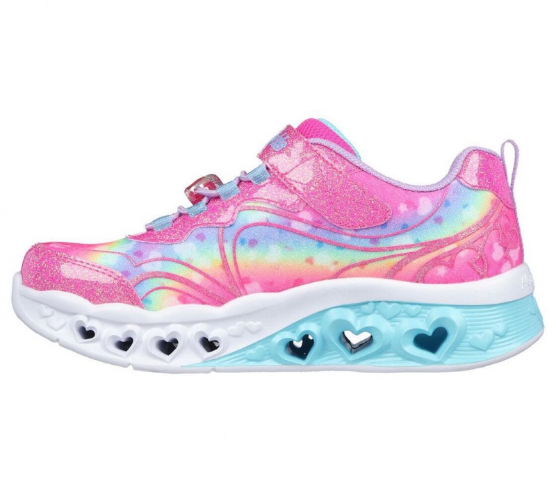 Pink Skechers Flutter Heart Lights - Groovy Swirl Girls' Sneakers | SAIT-69485