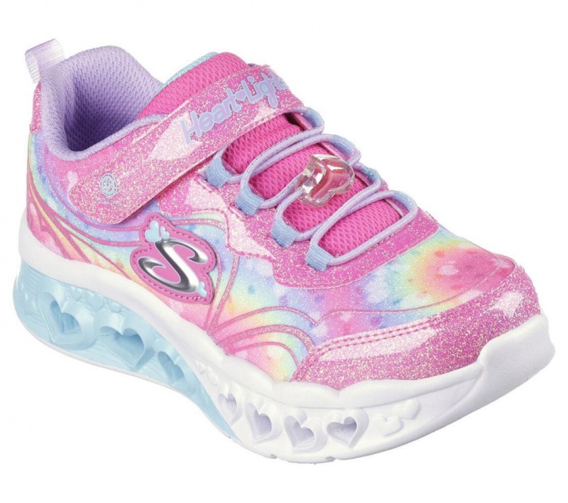 Pink Skechers Flutter Heart Lights - Groovy Swirl Girls' Sneakers | SAIT-69485