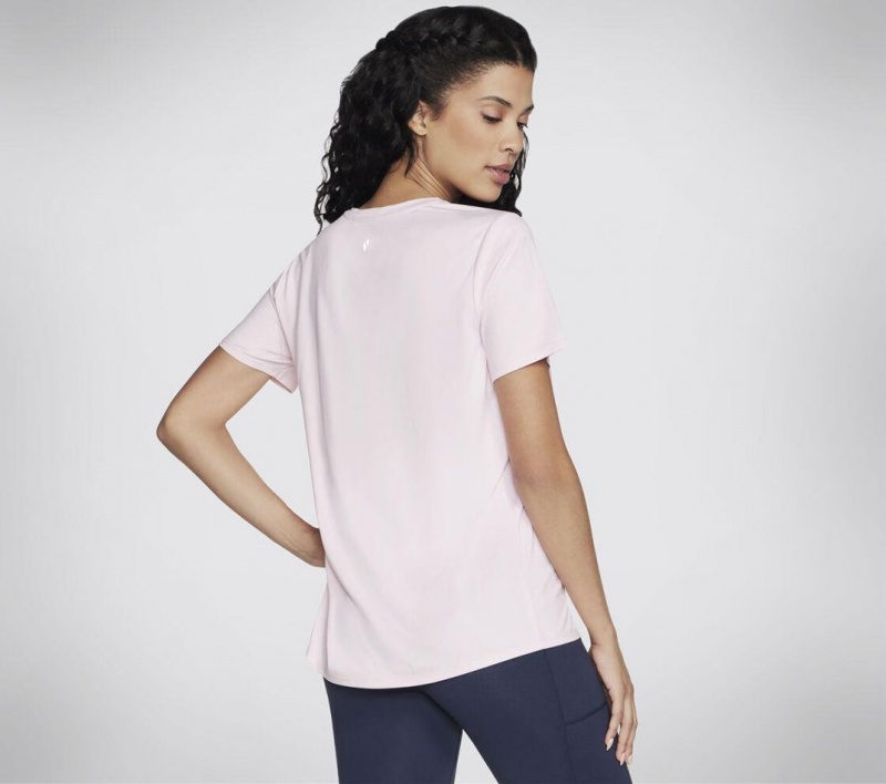 Pink Skechers Go Dri Swift Women's T-Shirt | NFLE-15973