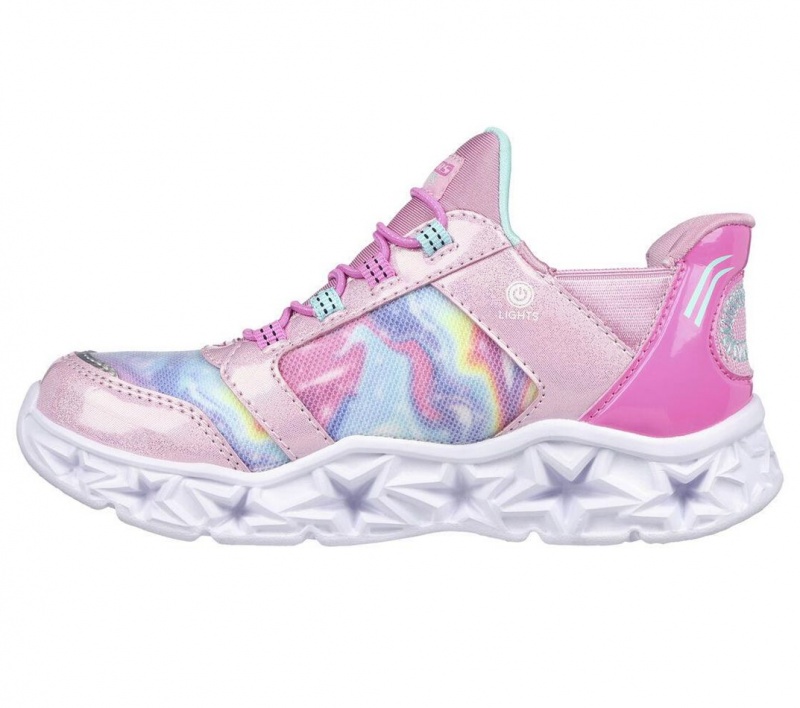 Pink Skechers Slip-ins: Galaxy Lights - Tiedye Takeoff Girls' Sneakers | CNTL-64728