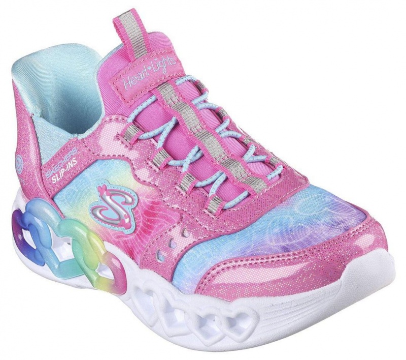 Pink Skechers Slip-ins: Infinite Heart Lights Girls' Sneakers | IMAQ-75649