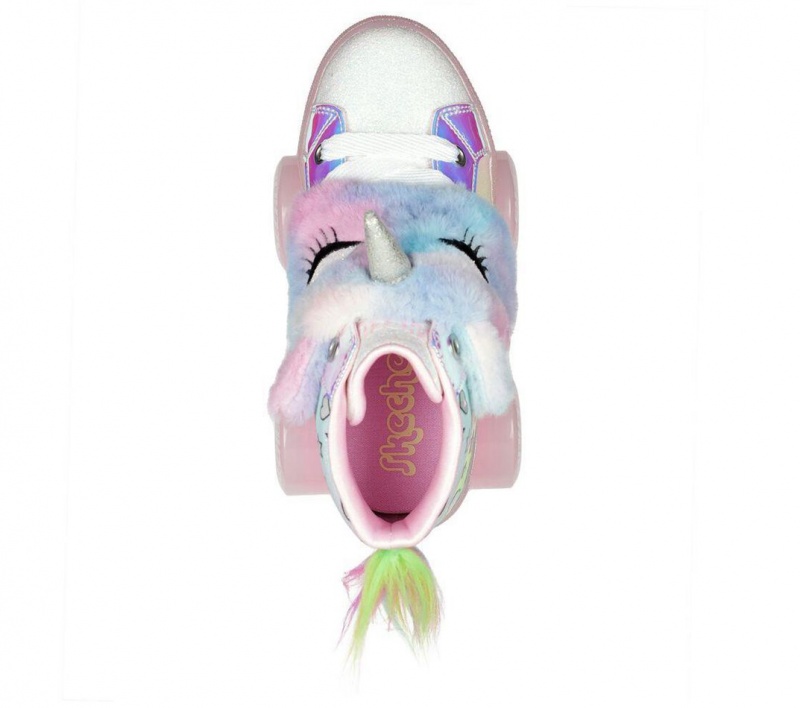 Pink Skechers Twinkle Toes: Shuffle 4 Wheeler - Unicorn Wheelz Girls' Walking Shoes | VOCJ-31678