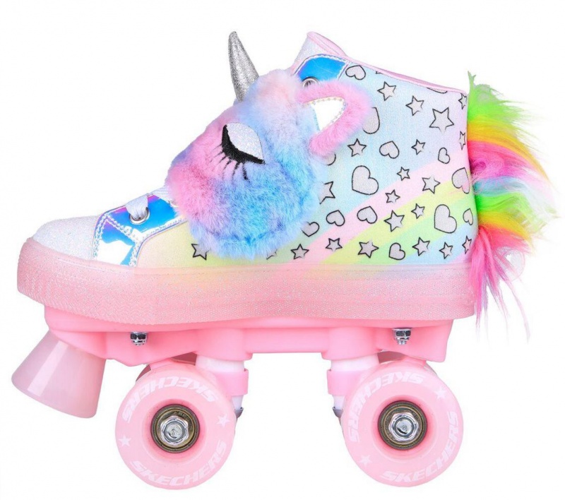 Pink Skechers Twinkle Toes: Shuffle 4 Wheeler - Unicorn Wheelz Girls' Walking Shoes | VOCJ-31678