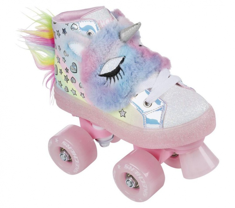 Pink Skechers Twinkle Toes: Shuffle 4 Wheeler - Unicorn Wheelz Girls' Walking Shoes | VOCJ-31678