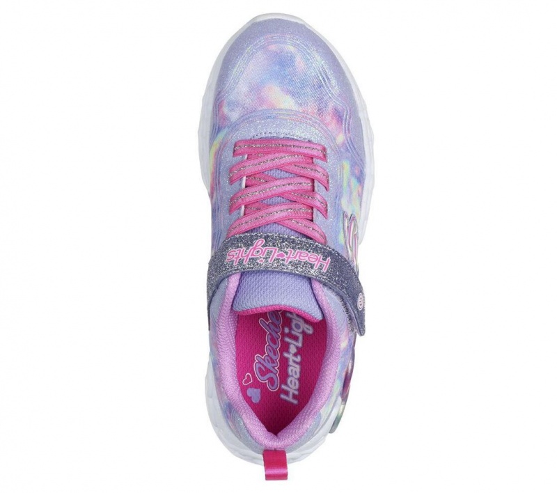 Purple Skechers Infinite Heart Lights - Color Lovin Girls' Sneakers | IQEN-18406